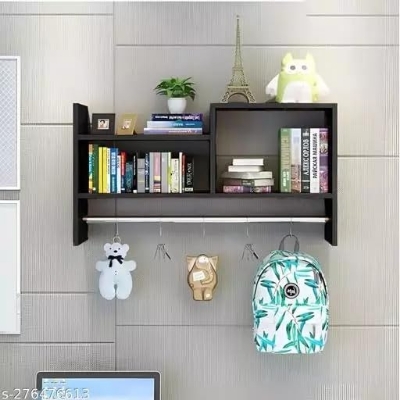 Picture of Wall Shelves for Living Room & Bedroom, Guest room , Kids Room and Office Wooden Wall Mounted Shelves Floating Book Shelves Display Rack Storage Organiser Unique Design School Bag Holder