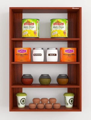 Picture of Engineered Wood Display Storage Kitchen Spice Shelves Set of 5 CW, Hanging Shelves - Cherry