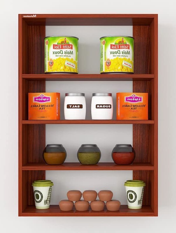 Picture of Engineered Wood Display Storage Kitchen Spice Shelves Set of 5 CW, Hanging Shelves - Cherry