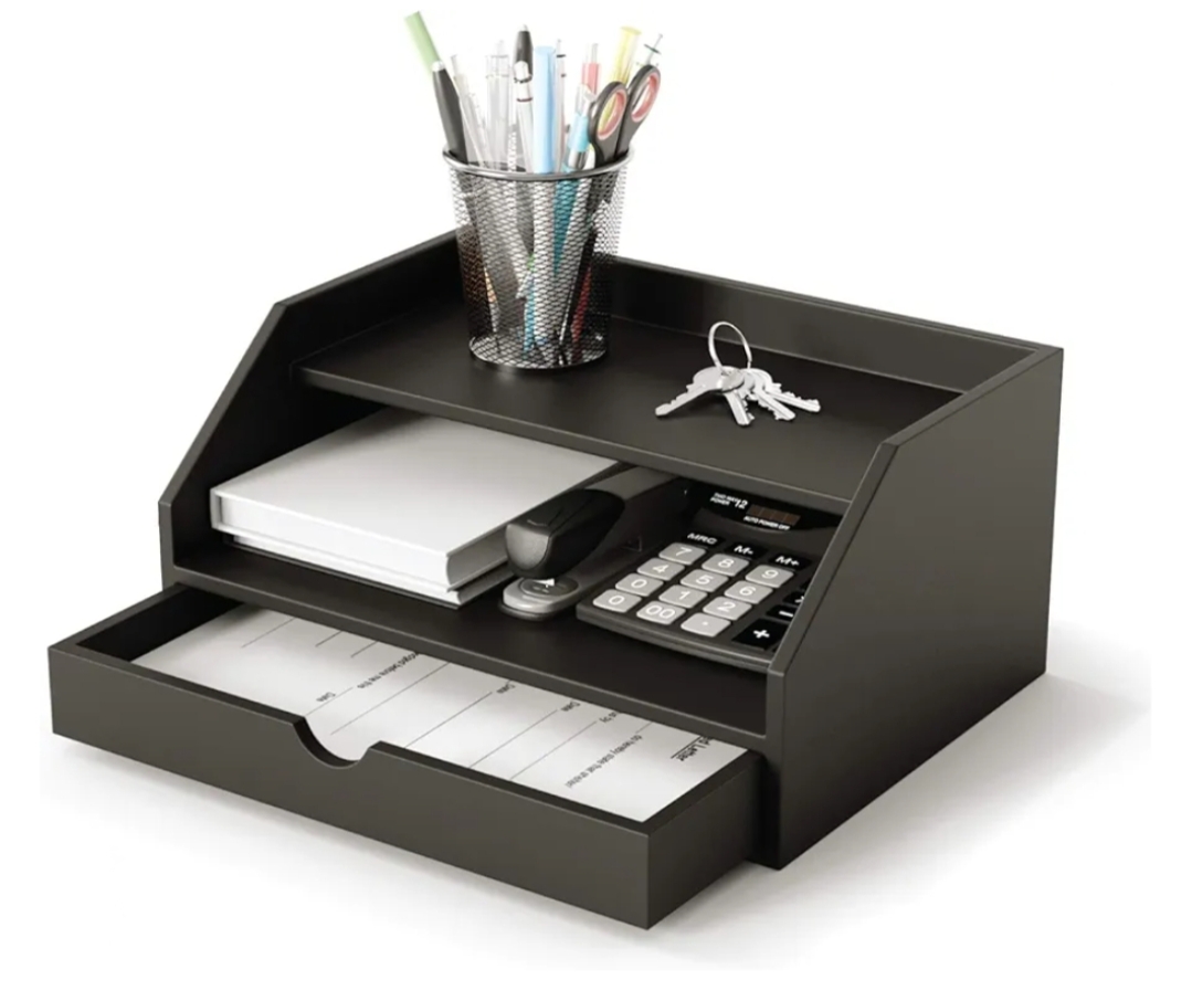 Picture of Literature Organisers, 5 Compartments Office Mailbox with Adjustable Shelves, Wood Literature Sorter 13.9x12x13 inches for Office, Home, Classroom, Mail rooms Organisation