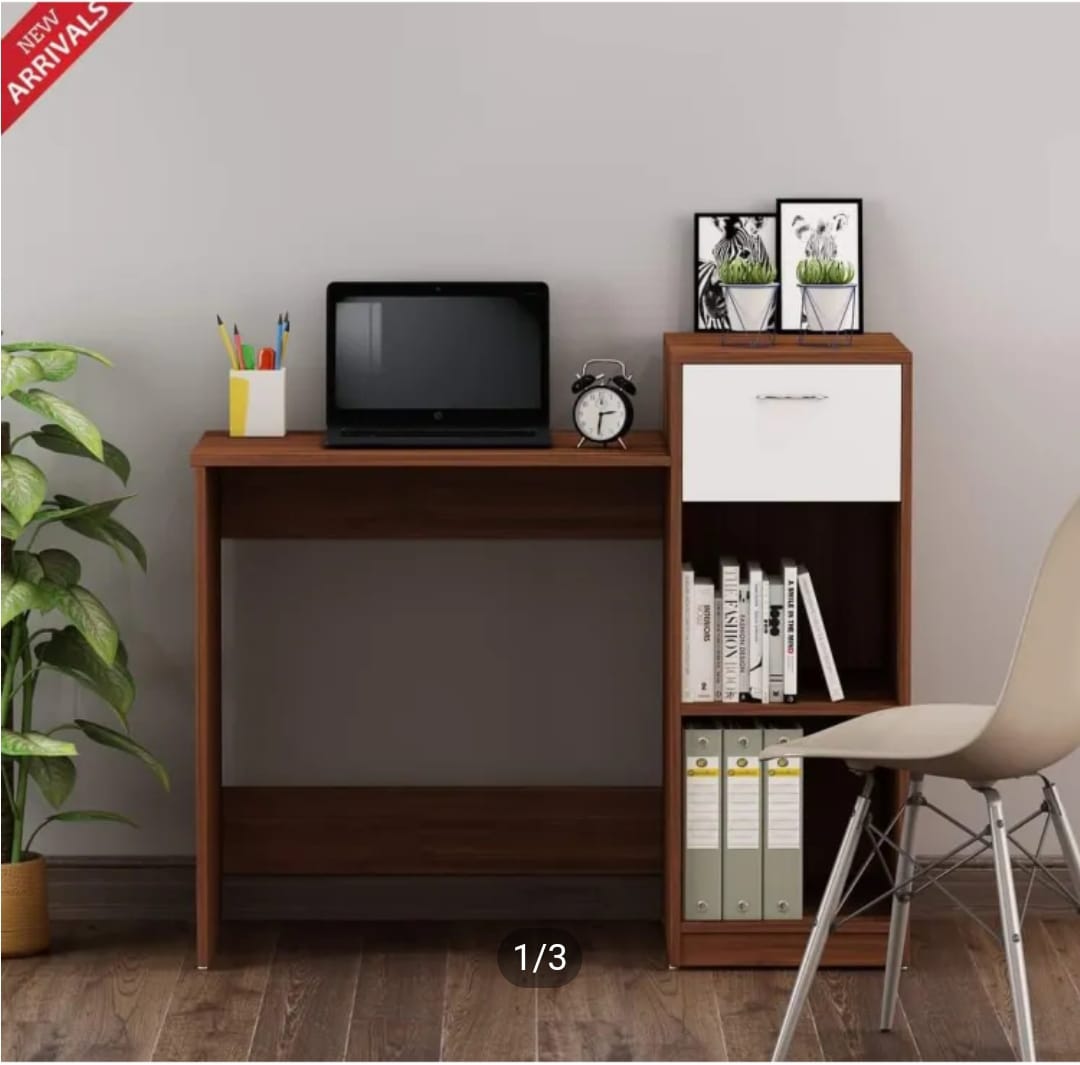 Picture of Moumi Furniture Reading Table Eliot Study Desk With book Shelf Study Table or Laptop desk (Antique&White) 36X36"