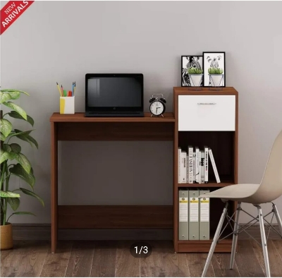 Picture of Moumi Furniture Reading Table Eliot Study Desk With book Shelf Study Table or Laptop desk (Antique&White) 36X36"