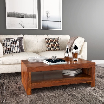 Picture of Center Table with Shelf Stoareg for Home Living Room | Rosewood Tea Table | Sofa Teapoy Table for Home 18X30X16"