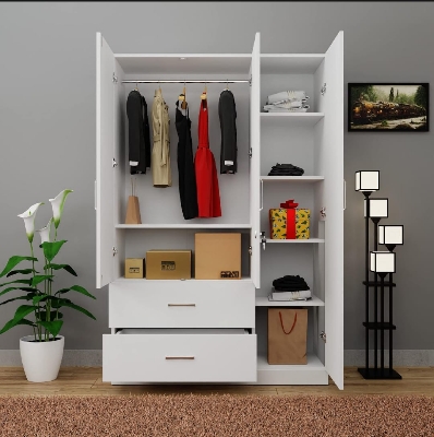 Picture of Moumi Furniture 3 Door Almira with Locker Drawer and Cloth storage shelf  Almari/Wardrobe 72/48