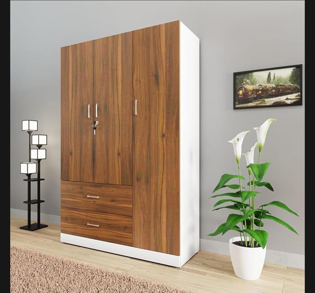 Picture of Moumi Furniture 3 Door Almira with Locker Drawer and Cloth storage shelf  Almari/Wardrobe 72/48