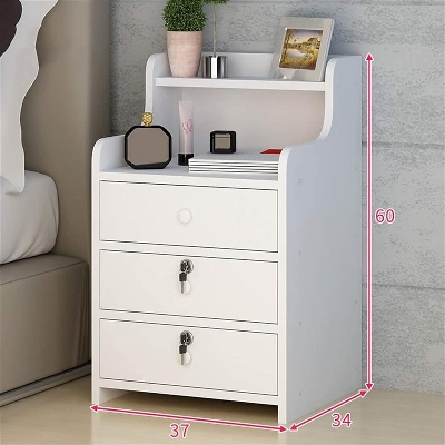 Picture of Moumi Furniture M06 ThreeDrawer Bed Side Table Nightstand Bedside Table Bedroom Simple Storage Cabinet 60X40X30CM