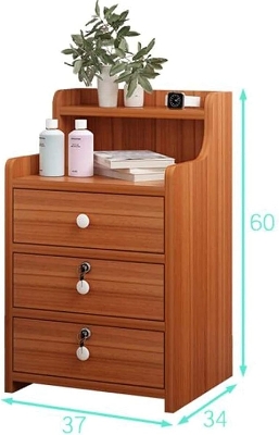 Picture of Moumi Furniture M06 ThreeDrawer Bed Side Table Nightstand Bedside Table Bedroom Simple Storage Cabinet 60X40X30CM