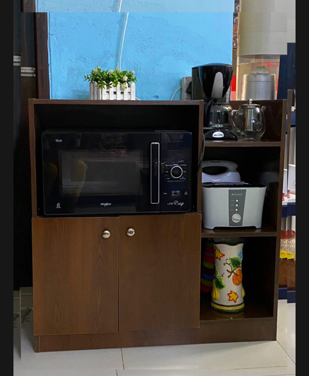 Picture of Microwave Oven Rack | Multi-functional Crockery storage Cabinet | Wooden Shelf for Essential Storage Kitchen Organizer Rack by Moumi Furniture