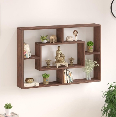 Picture of Moumi Furniture Engineered Wood Wall Decor Floating Shelf Display Rack Decorative Hall Décor for Living Room Home Furniture - Chocolate