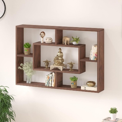 Picture of Moumi Furniture Engineered Wood Wall Decor Floating Shelf Display Rack Decorative Hall Décor for Living Room Home Furniture - Chocolate