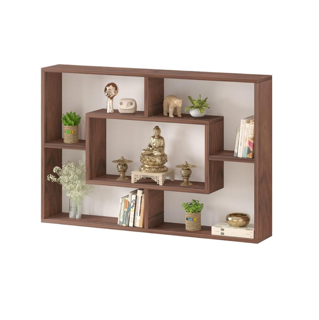 Picture of Moumi Furniture Engineered Wood Wall Decor Floating Shelf Display Rack Decorative Hall Décor for Living Room Home Furniture - Chocolate