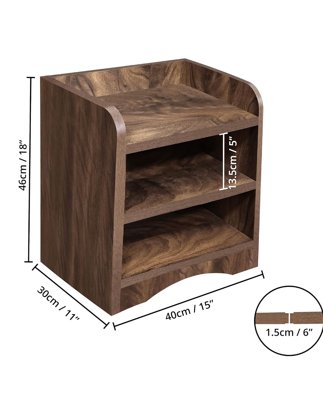 Picture of Moumi Furniture Wooden Side Table - Night Stand & End Table Organiser - 2 Tier Shelf DIY Space Saver Storage Organizer - Bedside Furniture for Bedroom,Living Room,Hallway - Chocolate