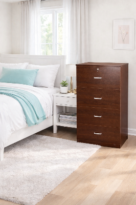 Picture of Meraj Furniture 4 Drawer Dresser for Bedroom Chest of Drawers with Top Tall Storage Cabinet Nightstand for Living Room, Entryway, Children Room Multipurpose Use for your home and office