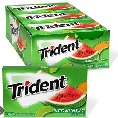 Picture of Trident Water Mellon Flavor Chewing Gum Flower Box 12 Pack- (14 Stick)