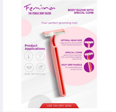 Picture of Treet Femina Single Blade Disposable Body Razor For Women 6pcs( Pakistan)