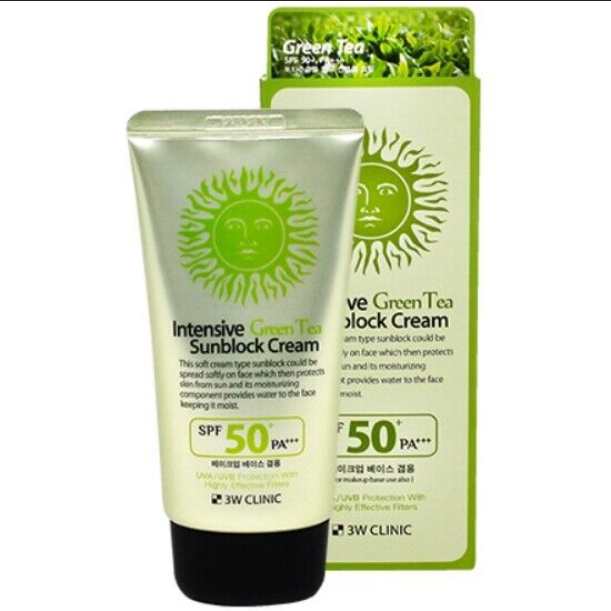 Picture of 3W CLINIC INTENSIVE GREEN TEA SUNBLOCK CREAM SPF 50+PA+++ (70ML)