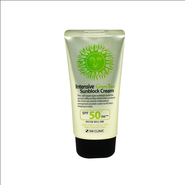 Picture of 3W CLINIC INTENSIVE GREEN TEA SUNBLOCK CREAM SPF 50+PA+++ (70ML)