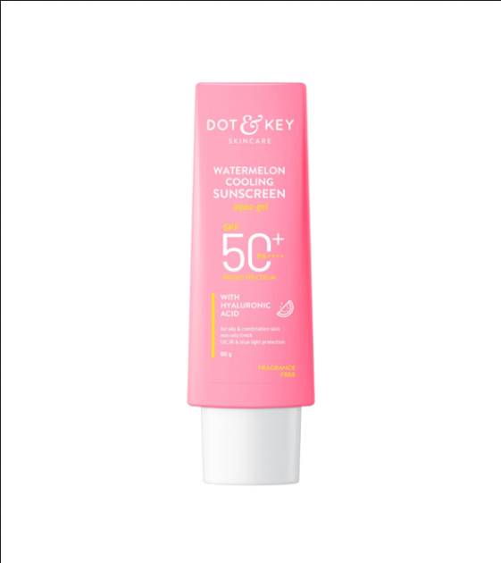 Picture of Dot & Key Watermelon Cooling Sunscreen SPF 50+ PA++++80gm | With Hyaluronic Acid, Instantly Cools Skin, Broad Spectrum Protection | Controls Excess Oil, Checks Tanning, No White Cast, All Skin Types |