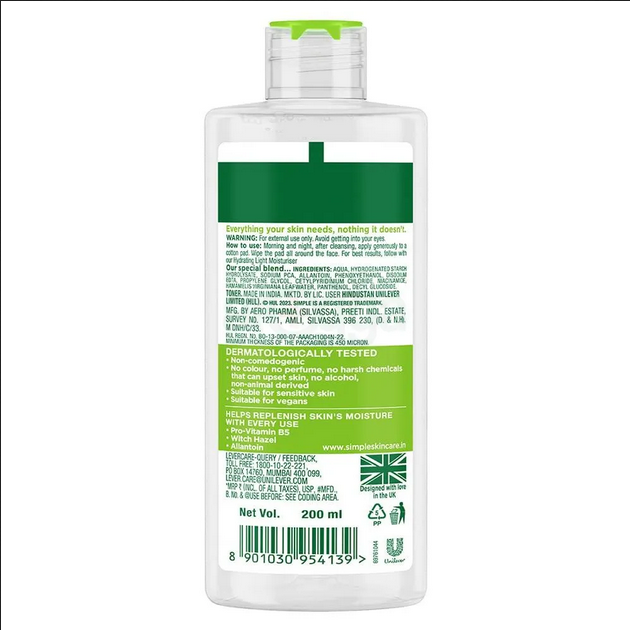 Picture of Simple Soothing Facial Toner 200 Ml Hydrating Gentle Facial Mist for All Skin Types Alcohol-Free Skincare