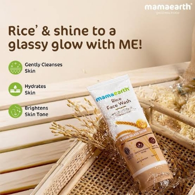 Picture of Mamaearth Rice Face Wash 100 Ml Gentle Facial Cleanser for Normal to Oily Skin Hydrating And Nourishing