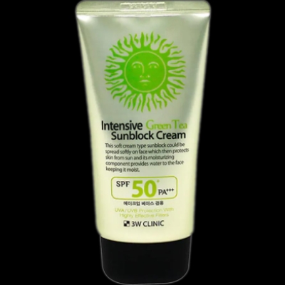 Picture of 3W Clinic Intensive Green Tea Sunblock Cream SPF 50+PA+++ 70ml | Korea