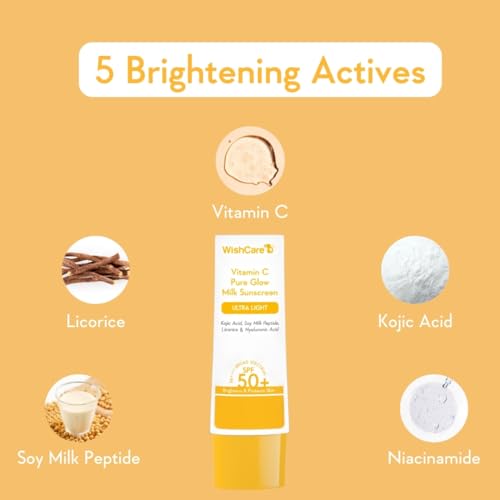 Picture of WishCare Vitamin C Pure Glow Milk Sunscreen SPF 50 PA++++ for Glowing Skin