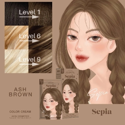 Picture of Kota Color Cream Hair Dye Ash Brown Hair Color
