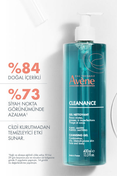 Picture of Avene Cleanance Cleansing Gel for Face And Body 400 Ml Gentle Non-comedogenic Daily Cleanser for Oily And Acne-prone Skin
