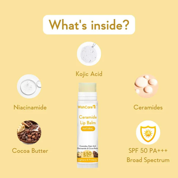 Picture of WishCare Ceramide Lip Balm with SPF 50 PA+++ (Natural)