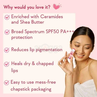 Picture of WishCare Ceramide Lip Balm Tinted with SPF 50 PA+++ 5gm