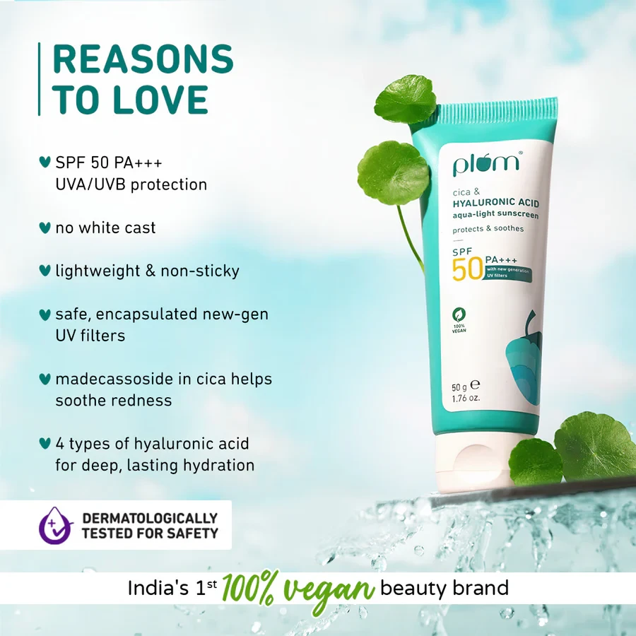 Picture of Plum Cica & Hyaluronic Acid SPF 50 PA+++ Sunscreen 50g