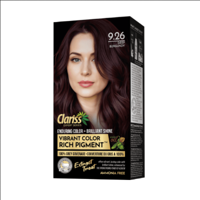 Picture of Clariss Hair Color Enduring Color + Brilliant Shine Vibrant Color Rich Pigment 9.26 Deep Burgundy