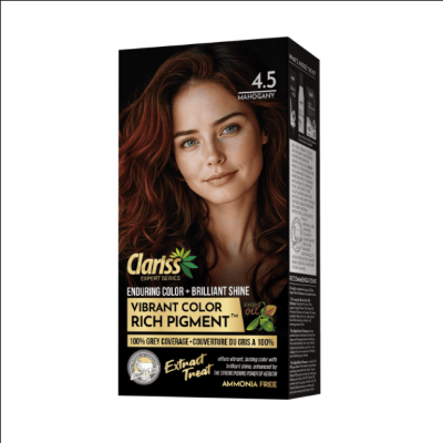 Picture of Clariss Hair Color Enduring Color + Brilliant Shine Vibrant Color Rich Pigment 4.5 Mahogany
