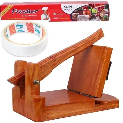Picture of Wooden Roti Maker with free roti maker wrapping poly roll and both side tape