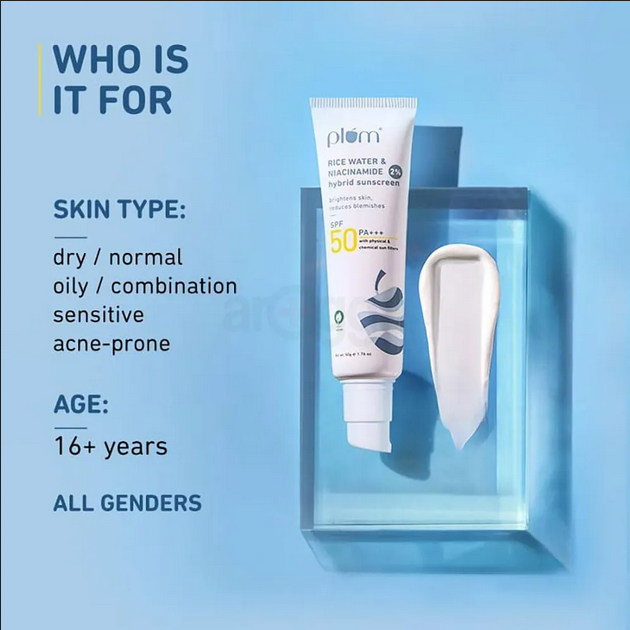 Picture of Plum Rice Water & 2% Niacinamide SPF 50 PA+++ Hybrid Sunscreen-50g