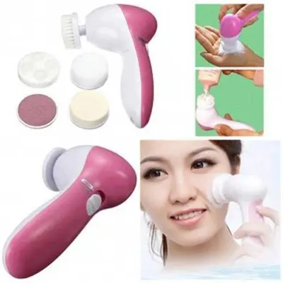 Picture of 5 In 1 Mini Face Cleansing Spin Brush Skin Beauty Care Massager - Black Head Remover