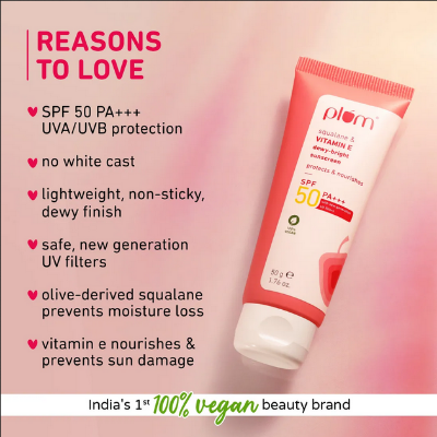 Picture of Plum Squalane & Vitamin E Dewy-Bright Sunscreen SPF 50 PA+++ 50gm