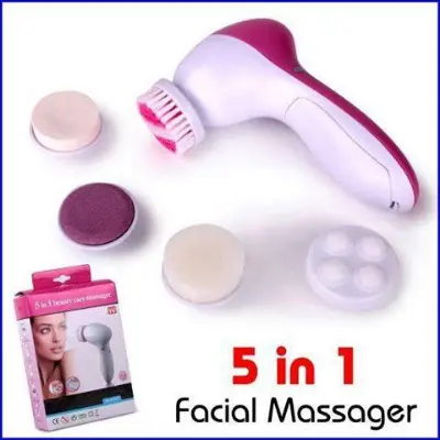 Picture of 5 In 1 Mini Face Cleansing Spin Brush Skin Beauty Care Massager - Black Head Remover