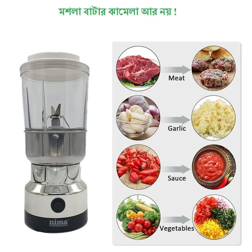 Picture of High Quality 2 in 1 - Stainless Steel and PP - Silver - Stainless Steel Blade - Electric Grinder & Juicer