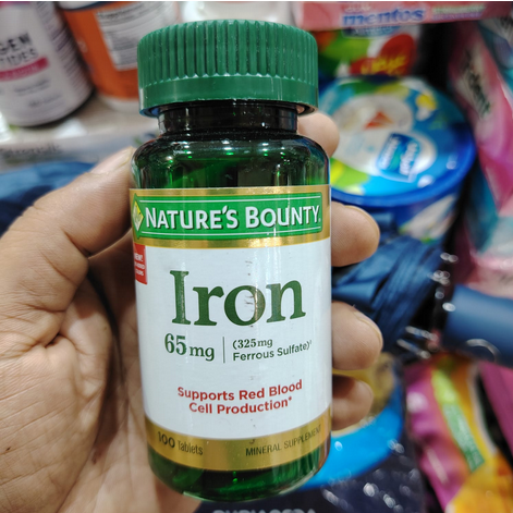 Picture of Nature’s Bounty Iron 65 mg 325 mg Ferrous Sulfate 100 Tablets