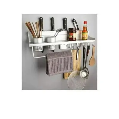Picture of রান্নাঘরের তাক অ্যালুমিনিয়াম কালো প্রিমিয়াম রান্নাঘর র‍্যাক ওয়াল মাউন্ট করা রান্নাঘরের ঝুলন্ত র‍্যাক - kitchen rack