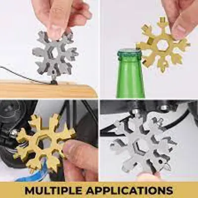 Picture of Amenitee 18-in-1 Snowflake Multi-Tool - Easy N Genius - Saker 18-in-1 Stainless Steel Snowflakes Multi-Tool (Standard, Stainless Steel)