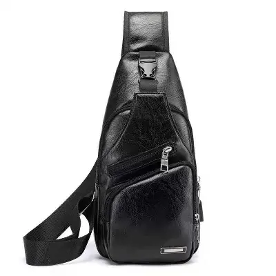 Picture of Travel Crossbody Backpack Shoulder Chest Bag Lightweight with Charging Port for Men Women Boys Girls (black)