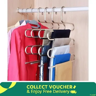 Picture of উচ্চ মানের 5 স্তরের স্টেইনলেস স্টিলের প্যান্ট এবং কাপড়ের হ্যাঙ্গার আকৃতির - cloth hanger