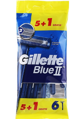 Picture of Gillette Blue 2 Razor 5 Blades plus 1 Extra Men's Disposable Razor for Sensitive Skin Comfortable Shave