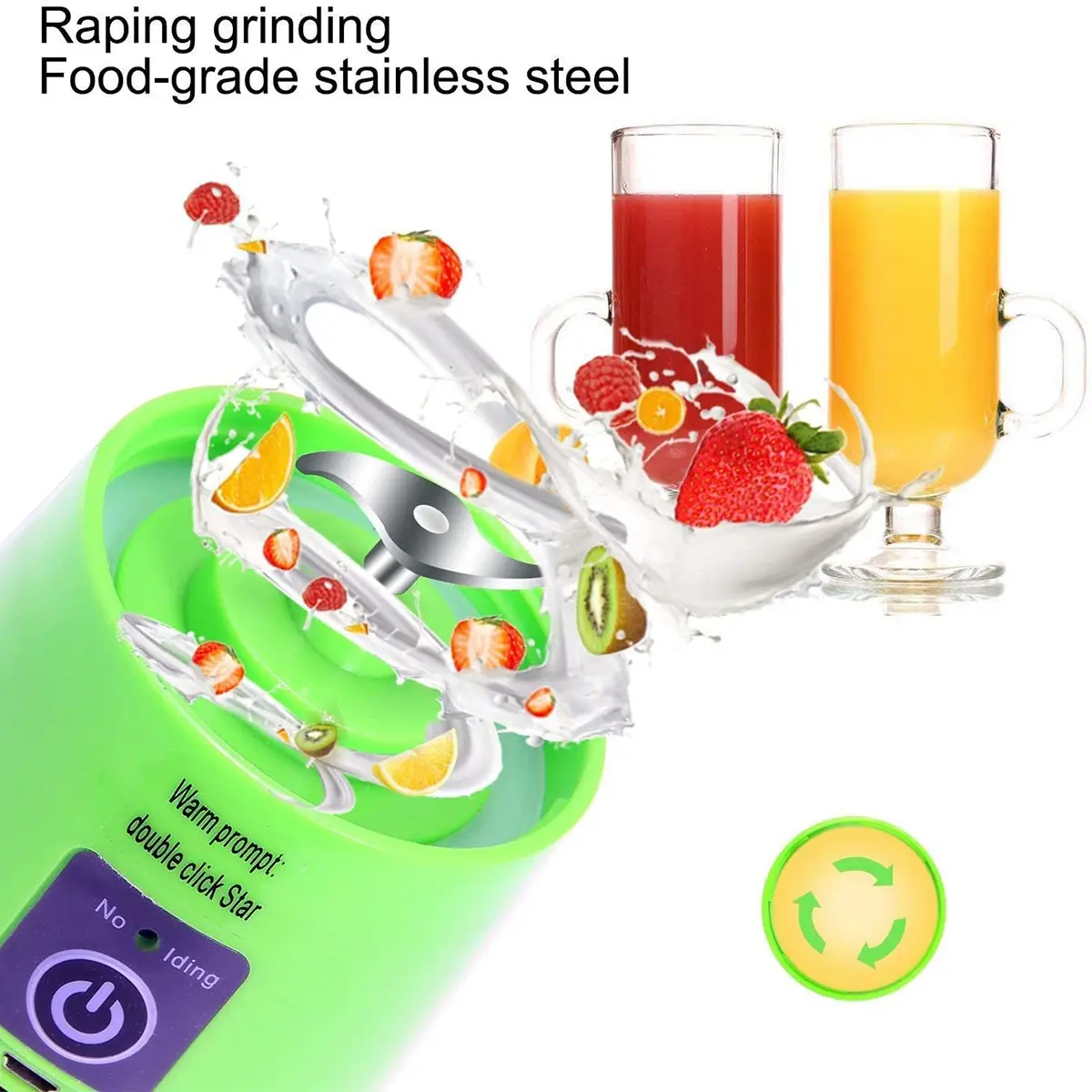 Picture of Portable Rechargeable USB Blender no-load 22000 RPM / min Operating current: 10-12A and 380mL food grade pp