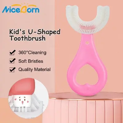 Picture of NiceBorn Baby Toothbrush Children's Soft U-shaped Toothbrush USB Automatic Ultrasonic Toothbrush Cartoon Pattern IPX7 Waterproof 2-12 years old Baby Tooth Brush