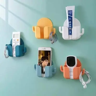 Picture of Phone & Remote Holder For Phone Mounted Storage Box Remote Control Storage Organizer Case For Air Conditioner Tv Mobile Stand Rack - Phone Stand