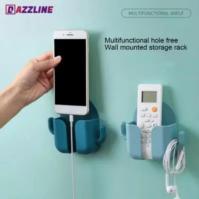 Picture of Phone & Remote Holder For Phone Mounted Storage Box Remote Control Storage Organizer Case For Air Conditioner Tv Mobile Stand Rack - Phone Stand