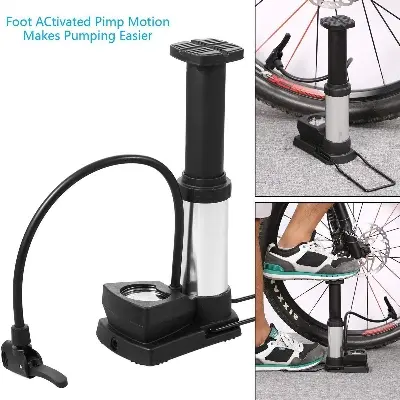 Picture of cycling bike air pump bicycle ball foot inflator with pressure gauge 120psi hot